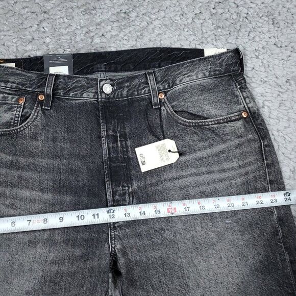 Levi's Premium 501 Original Straight Jeans Faded Black Distressed Size 38 X 32 - Picture 9 of 11